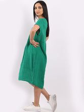 Load image into Gallery viewer, &#39;Anna&#39; Green 100% Linen Dress with Pockets