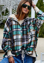Load image into Gallery viewer, Green/Natural Vintage Flannel Check Hooded Sweat - Hammill &amp; Co