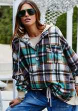 Load image into Gallery viewer, Green/Natural Vintage Flannel Check Hooded Sweat - Hammill &amp; Co