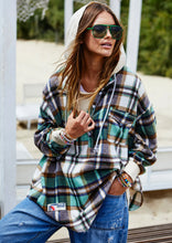 Load image into Gallery viewer, Green/Natural Vintage Flannel Check Hooded Sweat - Hammill &amp; Co