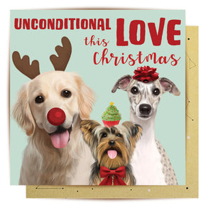 'Unconditional Love' Dogs Christmas Card