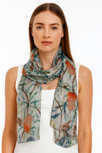 Load image into Gallery viewer, Grey Cockatoo Banksia Modal Silk Scarf