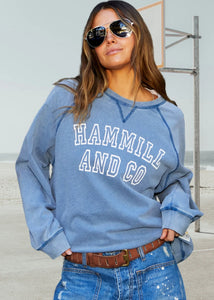 Washed Navy Hammill & Co Logo Vintage Sweat - Hammill & Co