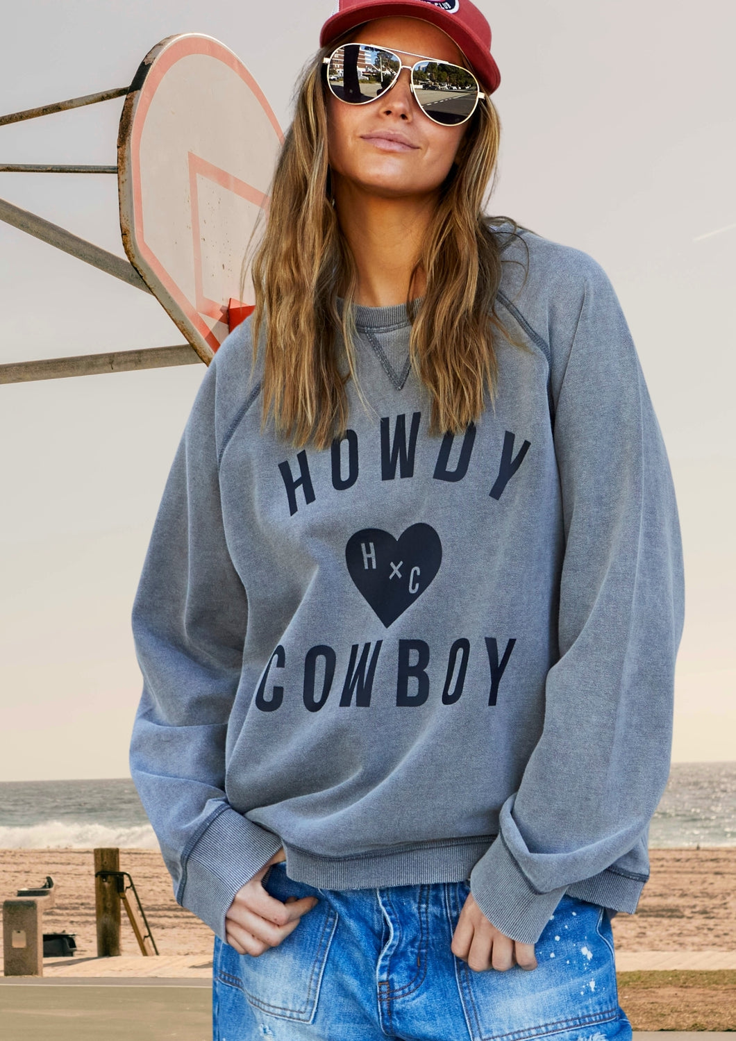 Washed Black 'Howdy Cowboy' Vintage Sweat - Hammill & Co
