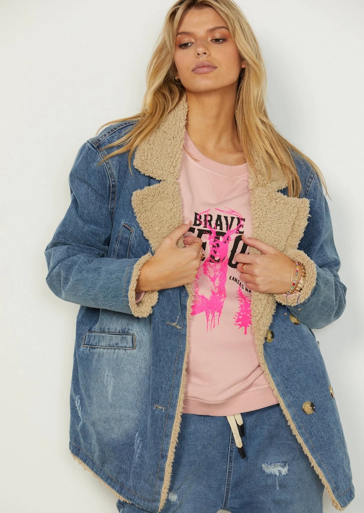 H and m sale pink denim jacket