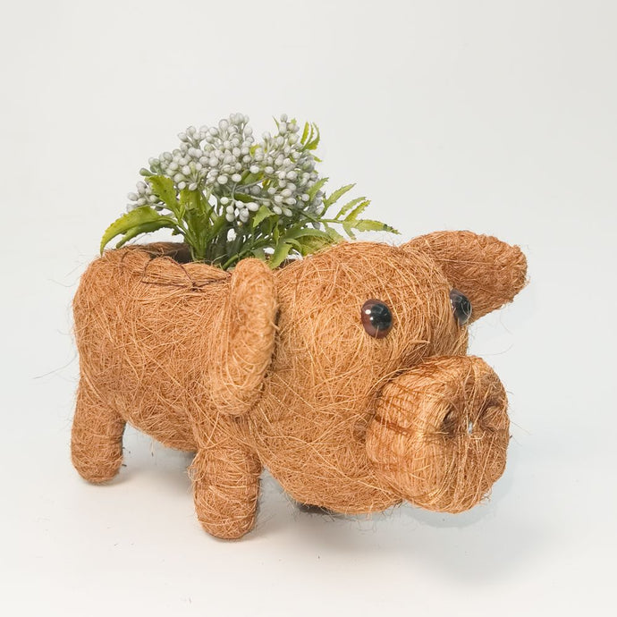 Husk Pig Planter Brown 15cm