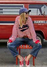 Load image into Gallery viewer, Red/White Retro Love Stripe Sweat - Hammill &amp; Co