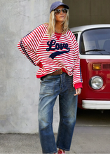 Load image into Gallery viewer, Red/White Retro Love Stripe Sweat - Hammill &amp; Co