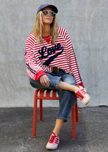Load image into Gallery viewer, Red/White Retro Love Stripe Sweat - Hammill &amp; Co