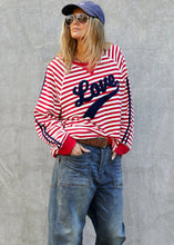 Load image into Gallery viewer, Red/White Retro Love Stripe Sweat - Hammill &amp; Co