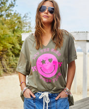 Load image into Gallery viewer, Khaki Smily V-Neck Tee - Hammill &amp; Co