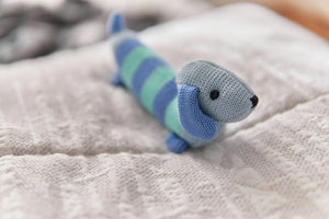 Blue Dachshund Knit Rattle