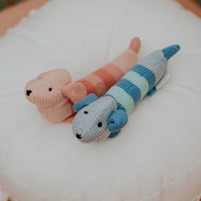 Load image into Gallery viewer, Blue Dachshund Knit Rattle