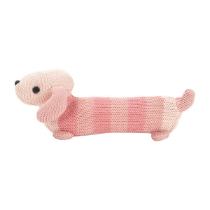 Pink Dachshund Knit Rattle