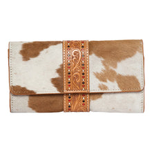 Load image into Gallery viewer, Gordon Tan &amp; White Cowhide Hand Painted Tooled Leather Trifold Wallet