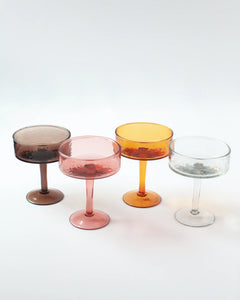 Set of 2 Blush Handblown Coupe Cocktail Glasses