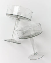 Load image into Gallery viewer, Set of 2 Clear Coupe Cocktail Glasses - Handblown Recycled Glass