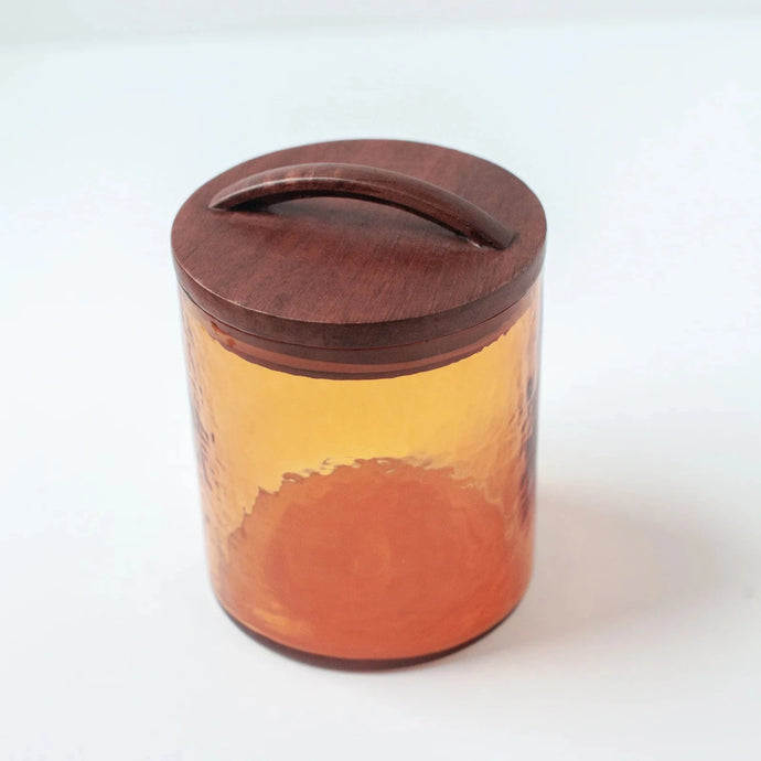 Amber Small Canister - Handblown Recycled Glass