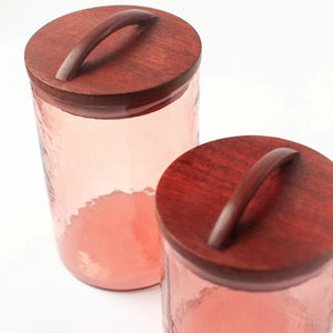 Blush Small Canister - Handblown Recycled Glass