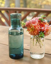 Load image into Gallery viewer, Blue Carafe &amp; Cup Set - Handblown Recycled Glass