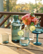 Load image into Gallery viewer, Blue Carafe &amp; Cup Set - Handblown Recycled Glass