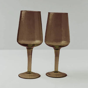 Set of 2 Smoke Handblown Wine Glasses