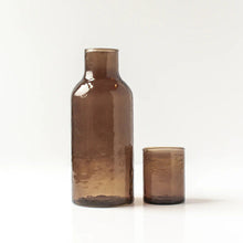 Load image into Gallery viewer, Smoke Grey Carafe &amp; Cup Set - Handblown Recycled Glass