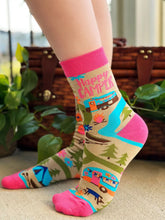 Load image into Gallery viewer, 'Happy Camper' Women's Novelty Crew Socks