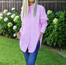 Load image into Gallery viewer, Harriot Shirt in Pink Sherbet Stripe - Who&#39;s Charlie