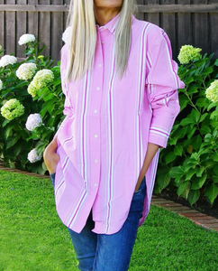Harriot Shirt in Pink Sherbet Stripe - Who's Charlie