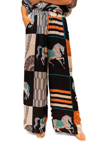 Black Helen of Troy Horse Print Pants