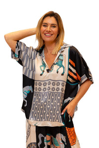Black Helen of Troy Horse Print Shirt