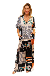 Black Helen of Troy Horse Print Shirt