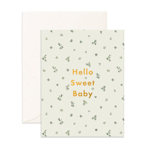 Hello Sweet Baby Broderie Greeting Card