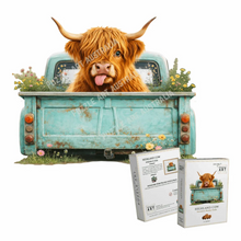 Load image into Gallery viewer, Highland Cow Country Ride Wooden Puzzle