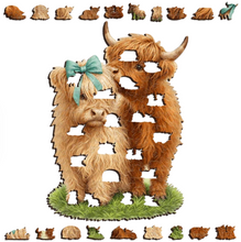 Load image into Gallery viewer, Highland Cow Cuties Wooden Puzzle