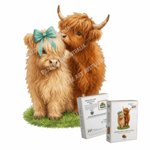 Load image into Gallery viewer, Highland Cow Cuties Wooden Puzzle
