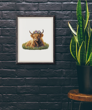 Load image into Gallery viewer, Highland Cow Floral Crown Wooden Puzzle