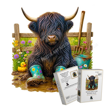 Load image into Gallery viewer, Highland Cow Muddy Play Wooden Puzzle