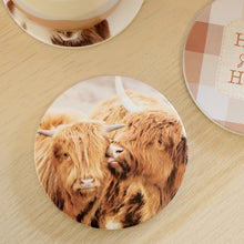 Load image into Gallery viewer, Highland Cows &#39;Home Sweet Home&#39; Ceramic Coaster