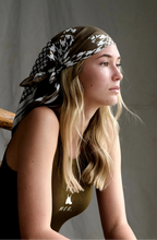Load image into Gallery viewer, 'Houndstooth Horse' Chocolate Silk Bandana Scarf - Farmer By Whitney
