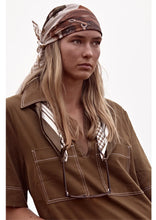 Load image into Gallery viewer, 'Houndstooth Horse' Chocolate Silk Bandana Scarf - Farmer By Whitney
