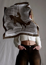 Load image into Gallery viewer, 'Houndstooth Horse' Chocolate Silk Bandana Scarf - Farmer By Whitney
