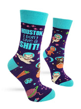 Load image into Gallery viewer, 'Houston I Don't Give A Shit' Women's Novelty Crew Socks