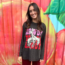 Load image into Gallery viewer, 'Howdy' Black Acid Wash Long Sleeve Tee - By Frankie