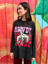 Load image into Gallery viewer, 'Howdy' Black Acid Wash Long Sleeve Tee - By Frankie