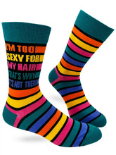Load image into Gallery viewer, 'I'm Too Sexy For My Hair That's Why it's Not There' Men's Novelty Crew Socks