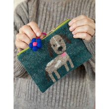 Load image into Gallery viewer, Turquoise Dog Intarsia Sweater Pouch