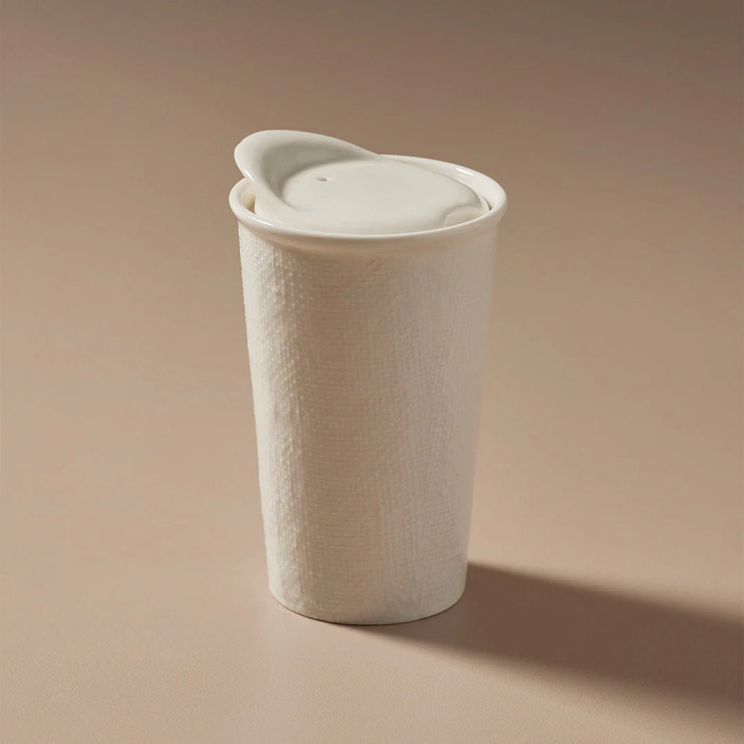 White Linen Ceramic Keep Cup