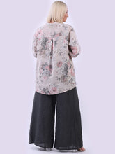 Load image into Gallery viewer, Beige Floral Print 100% Linen Top